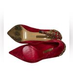 Casadei Red Suede Heels with Gold Detail Photo 3