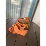 Rebecca Minkoff  Stella Leather Wedge Shoes 8.5 Orange / Gold Photo 10