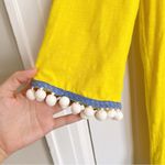 Boden • Kasia Jersey Tunic mini dress cover up yellow blue pompoms beach Size 8 Photo 6