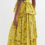 Ulla Johnson Dress Silk Floral Josanna Yellow Cut Out Midi Gown Size 6 Photo 1