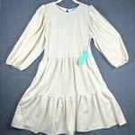 Draper James  RSVP Tiered Skater Dress Beige Gold Houndstooth Print‎ Small NWT Photo 2