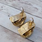 Vintage Clip On Earrings Extra Large Chunky Gold Tone Tube Design Statement Photo 7