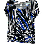Chico's Travelers by  Size 1 Shirt Black Abstract Short Sleeve‎ Blouse Stretch Photo 0