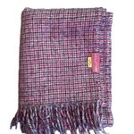 Kuna Baby Alpaca Black Red Houndstooth Fringe Scarf Photo 7