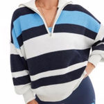 Aerie  Quarter-Zip Knit Sweater Size Medium Oversized Roomy Fit Photo 0