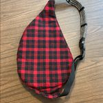 KAVU Red Black Plaid Rope Bag Americana Sling Backpack Crossbody Photo 1