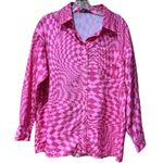 SheIn Hot and Light Pink Checkered Button Up Shirt Photo 1