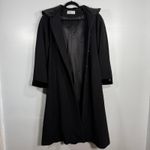 VTG Black Wool Hooded Velvet Trim Long Coat Witchy Dark Academia Core Gothic 12 Photo 8