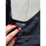 Onyx Nite Dress Womens 12P Black Slinky Maxi Party Martini Glasses Artsy Vintage Photo 5