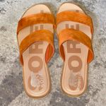 Sorel  Orange Suede Slide Sandals Photo 1