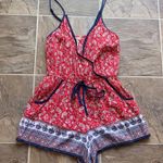 Band of Gypsies Paisley Floral Red White And Blue Romper Photo 2