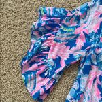 Lilly Pulitzer  Pink and Blue Ruffled 3/4 Sleeve Blouse Photo 2
