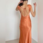ASTR  Makenna Satin Open Back Midi Dress In Apricot Photo 2