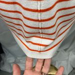 Ann Taylor Orange White Striped V-Neck Sweater Top Size S SP22 Short Sleeve Photo 7
