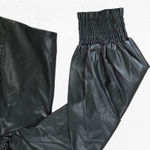 7 For All Mankind  Black Faux Leather Puff Sleeve Smocked Corset Top Size Small Photo 2