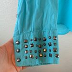 Ariat blue women’s collared shirt sz L studs western country coastal cowgirl Photo 4