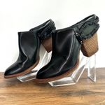 Dolce Vita Black Leather Heeled Mules Clogs 7.5 Braided Strap Wooden Block Heel Photo 2