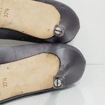 Manolo Blahnik  Gray Satin Almond Toe Beaded Roses Accent 37.5 Dress Shoes Pumps Photo 6