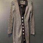 retrofete Mimi Rib Knit mini long sleeve metallic black silver blazer Dress M Size M Photo 5