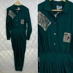 Vintage 80s Anne Marie Designs Postcard Jumpsuit NWT Size M Green Size M Photo 1
