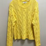 RE/DONE  Cable Knit Organic Cotton Blend Sweater in Buttercream Yellow Size S Photo 9