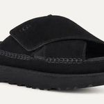 UGG US 8 Platform Sandals Black Goldenstar Cross Slide Suede Women’s Shoes Unworn Photo 1