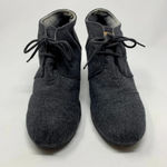 Toms  Grey‎ Wool Desert Wedge Booties Laceup Photo 2