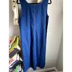 Vintage 90s Embroidered Winter Denim Jumper Dress Medium Folk Cottagecore Granny Blue Photo 4