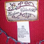 VTG Heirloom Collectibles Patchwork Medium Holiday Applique Cardigan Cottagecore Red Photo 1