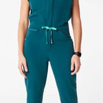 FIGS  Rafaela Cargo Scrub Jumpsuit Womens Medium Teal Blue Green Photo 0