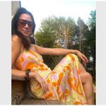 Delfi Collective Donna Multicolor Psychedelic Slip Dress Maxi Size Large Orange Photo 12