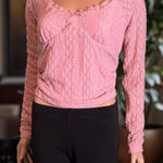 Aeropostale  NWT Pink Long Sleeve Lace Textured Stretch Top Size Large Photo 0