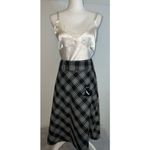 Women’s Black&White Midi Plaid Skirt 12 Kitty Cat Black Photo 2