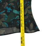 TESS 100% Silk Long Sleeve Blue Black Leaves Women's Button‎ Up Shirt Size 4 Photo 7