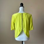 Amanda Uprichard | Lime Green Zipper Back Silk Blouse Sz M Photo 3