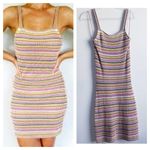 Olive & Oak Pastel Striped Crochet Knit Mini Dress Photo 1