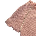 J.O.A. Boho Textured Woven Blush Pink Frayed Hem Cap Sleeve Blouse | Med… Photo 9