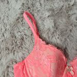 Victoria's Secret Body By Victoria Hot Pink Coral Lace & Gemstone Padded Lined Demi Bra Photo 1