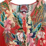 Johnny Was  Rapsodia Maxi Henley Dress Multicolor Floral M Red Green Blue Cream Photo 4