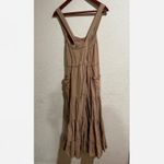 Free People  Catch The Breeze Button Front Midi Dress in tan khaki Photo 8