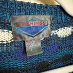 American Vintage Vintage Chunky Tundra Knit Cardigan Sweater Sz Large Oversized in Blue Photo 3