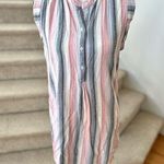 Cloth & Stone  Anthropologie Linen Blend Red, Navy & White Dress Photo 0