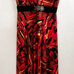 Dress Barn ‎ Red Orange Beaded Babydoll Dress Boho Thanksgiving Holidays Sz 6 Photo 0