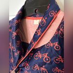 Anthropologie Eloise Satin Navy and Pink Bicycle Print Pajama Top Blue Size M Photo 3