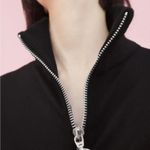 ZARA  Quarter Zip Maxi Sweater Dress with Ribbed Knit Trim in Black size Small Photo 3