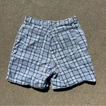 Vintage 90s action west blue plaid denim Jean shorts Size 30 Photo 1