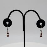 Elegant Necklace and Earings Set Silver Tone Round Pendant Beads Brown Matching Photo 6