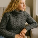 Aran Mór Ireland 100% Merino Wool Cable Knit Cowl Neck Sweater Gray M F233 Size M Photo 3