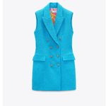 ZARA  Blue Tweed Waistcoat Blazer Vest Mini Dress Size Small Blogger Favorite Photo 4