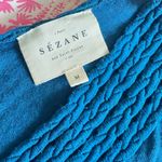 Sézane Sezane Miranda T-shirt Short Sleeve V-Neck Tee in Peacock Blue 100% Linen Photo 2
